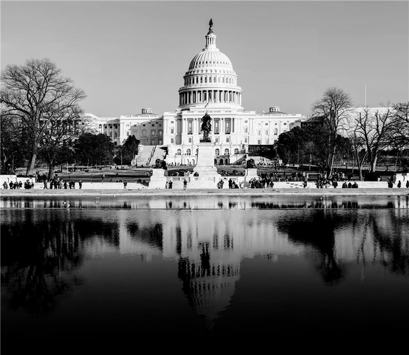 U.S. Capitol in black and white