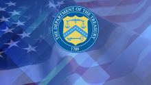 Treasury seal with flag