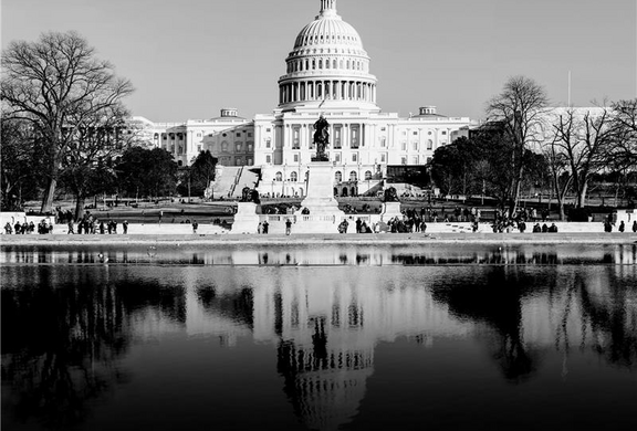 U.S. Capitol in black and white