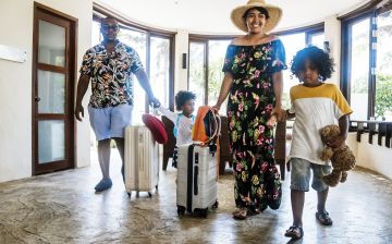 family vacation stock photo