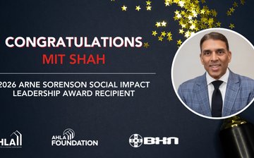 Mit Shah in a graphic congratulating him on being the 2026 Arne Sorenson Social Impact Leadership Award Recipient